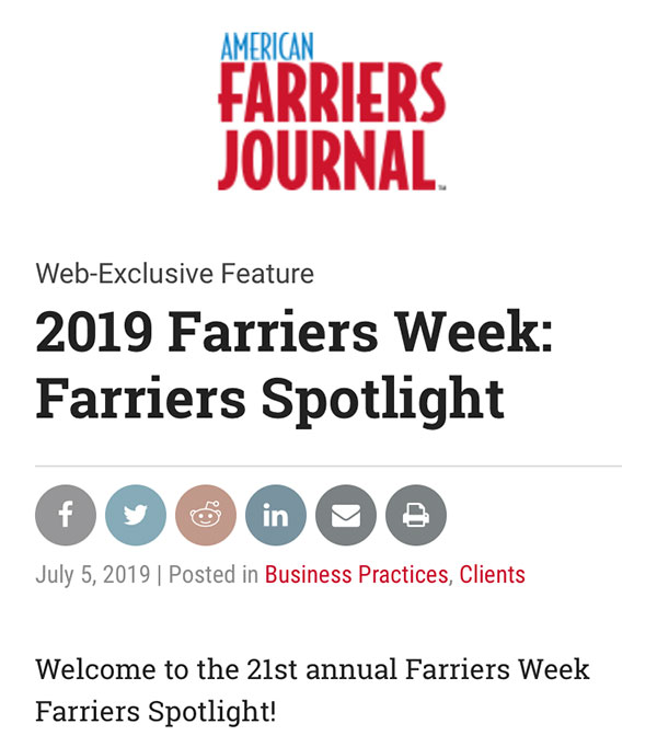 American Farriers Journal - 2019 (21st Annual) Farriers Week Spotlight