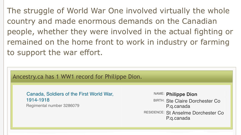 Philippe Dion - Army Service during World War I